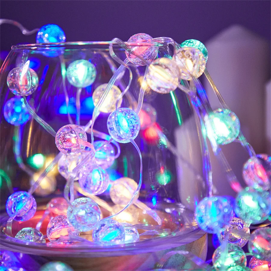 100/200/300 LED Globe Ball String Light Multicolor Crystal Bubble Ball Fairy Light Outdoor Christmas Tree Party Decor Garland