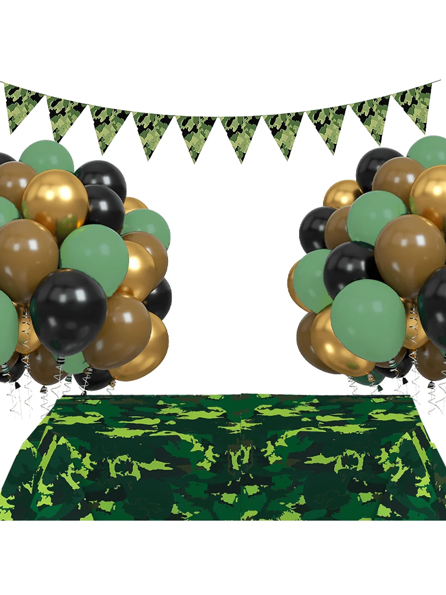 Army Camo Birthday Decorations, Call of Duty Pennant Banner, Military Camo Balloons, Hunting Jungle Camping Soldier Table Decor