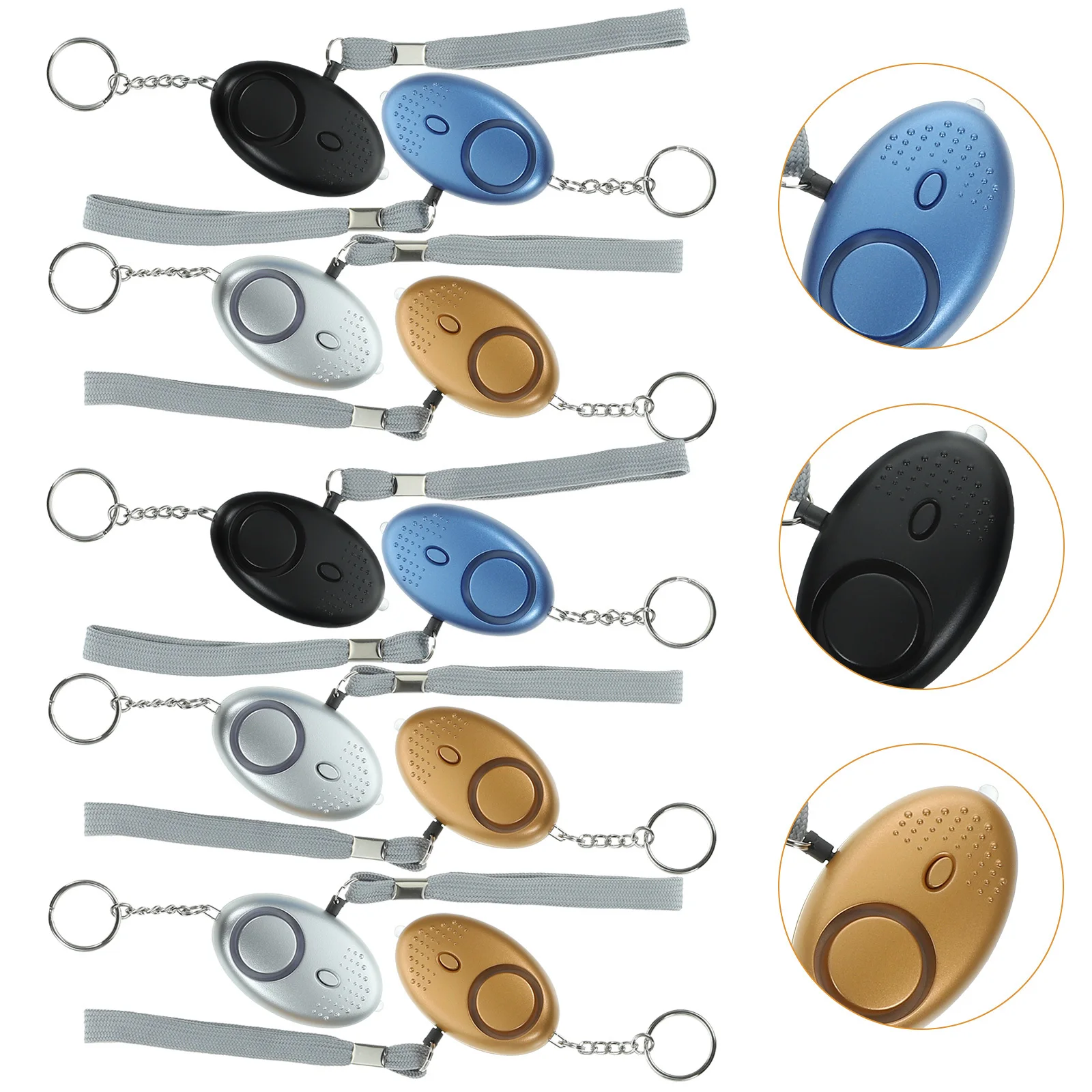 10Pcs Personal Security Alarm Keychain Emergency Safety Alarm LED Light Loud Sound for Night Running Outdoor Use