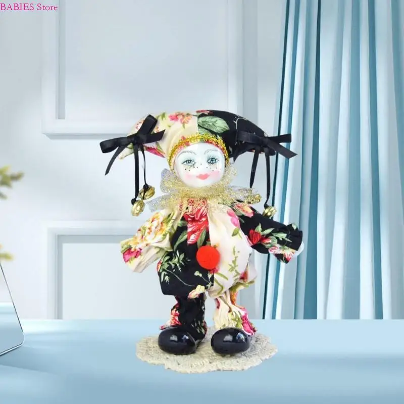 C9GB Artistique Porcelain Doll Collectible Toy Bowknot Harlequin Figure poupée en porcelaine unique