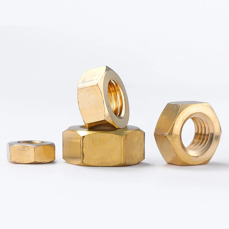1/30/50/100pcs Solid Brass Copper Hex Hexagon Nut DIN934 Nut For M1.2M1.4M1.6M2M2.5 M3 M4 M5M6M8 M10M12 Screw Bolt Metric Thread