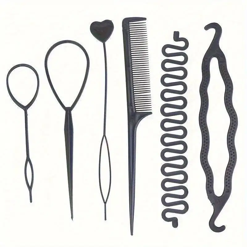 Hair Styling Set for Women - Includes Braiding Tools, Pull-Through Needle, Disk Comb & More - Perfect for All Hair Types, Black