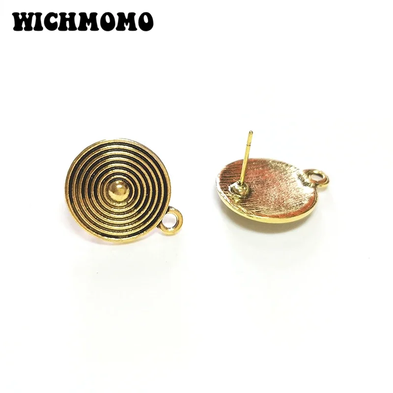 New 6pcs 18*21MM Zinc Alloy Retro Gold Concentric Circles Earring Base Earring Connector for DIY Earrings Accessories