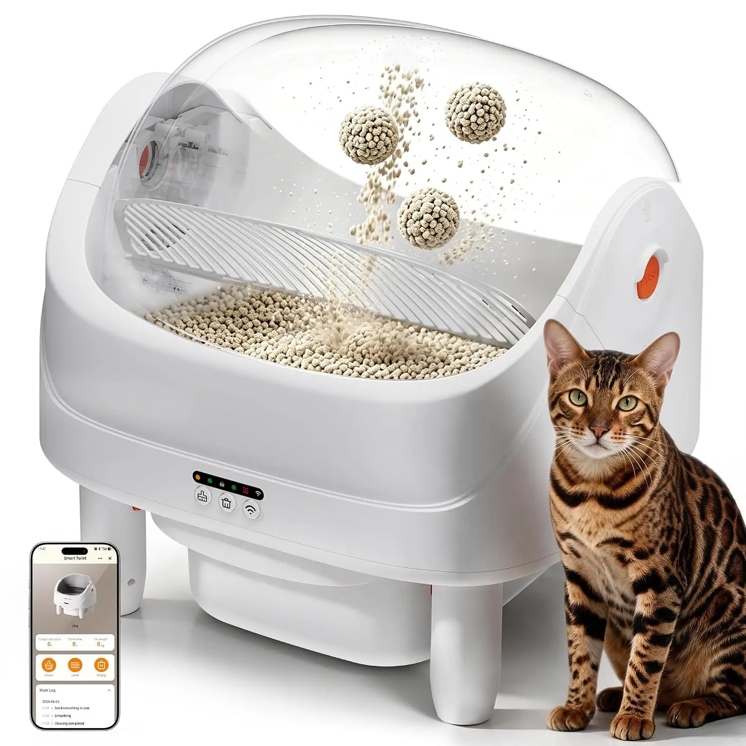 Open Top Smart Automatic Cat Litter Box, Self-Cleaning, Safe Anti-Pinch,, Customized