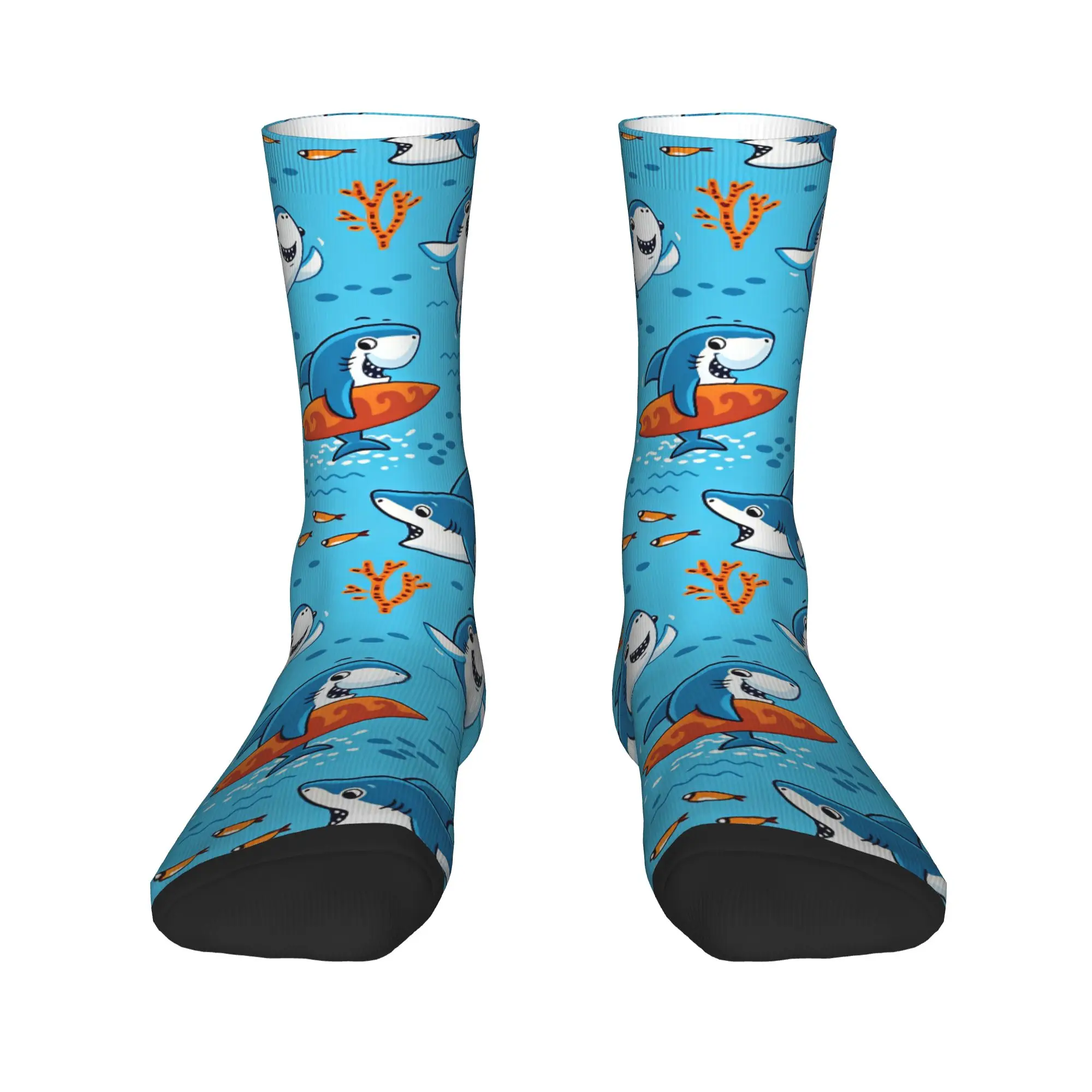 Unisex Men Socks Kids Cute Shark Print  Stockings Anti Skid Breathable Socks Autumn Trendy Design Running Sports Socks