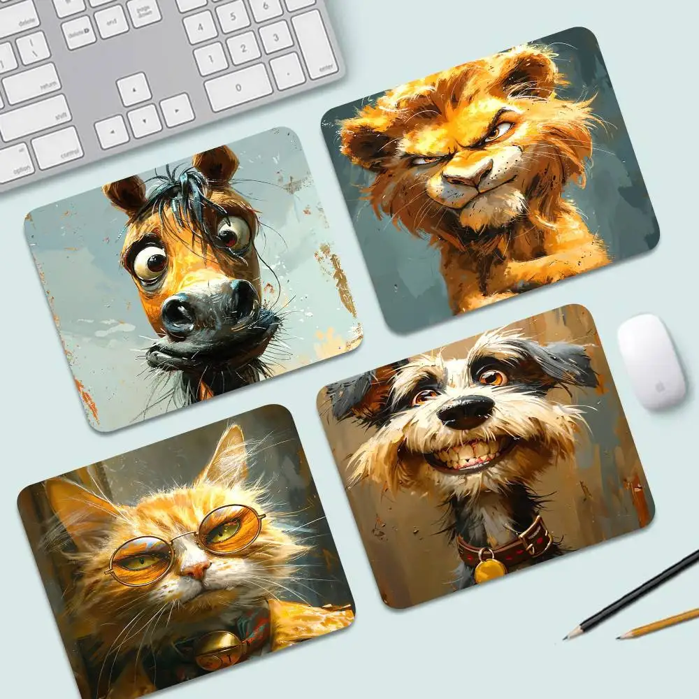 Funny Animals Dog Cat Polar Bear Laugh Mouse Pad Custom Mousepad Game Small Size Computer Desk Pad Rubber Home Keyboard Pad