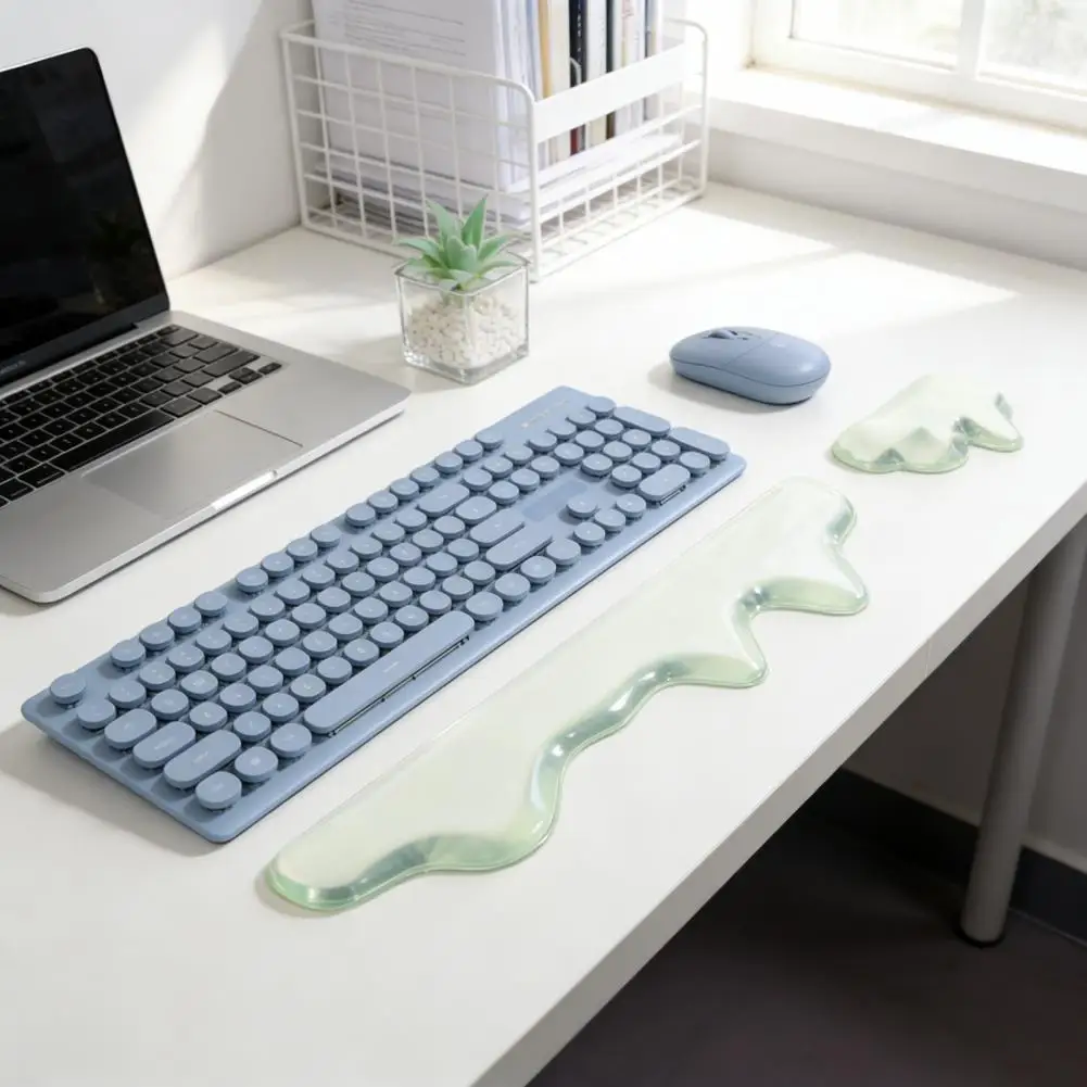 Desktop Wrist Support Ergonomic Gel Wrist Set for Keyboard Silicone Soft Wrist Support Pads Comfortable Hand Relief for Office