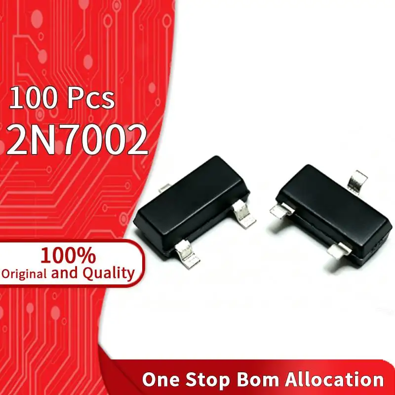 100 Pcs 2N7002 N Channel MOSFET 60V 300mA SOT-23 SMD For Switch DIY Circuit Maintenance Electronic Accessories Transistors