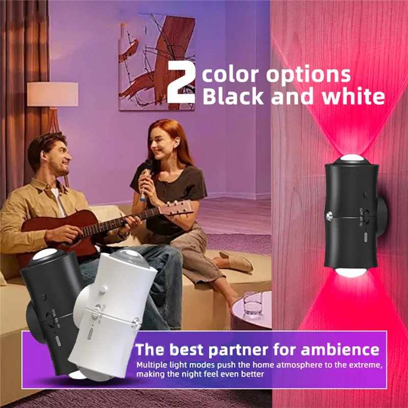 ABDJ-USB 충전식 RGB 듀얼 헤드 모션 센서 LED 벽 램프 침실 복도 계단 야간 조명용 7색 조명