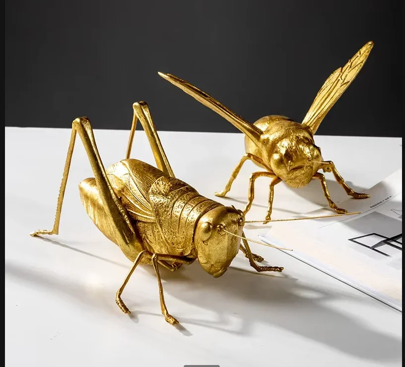 

Mantis/cricket Golden Insect Statue Desk Decoration Honeybee Sculpture Simulated Insect Ornaments Living Room Furnishings