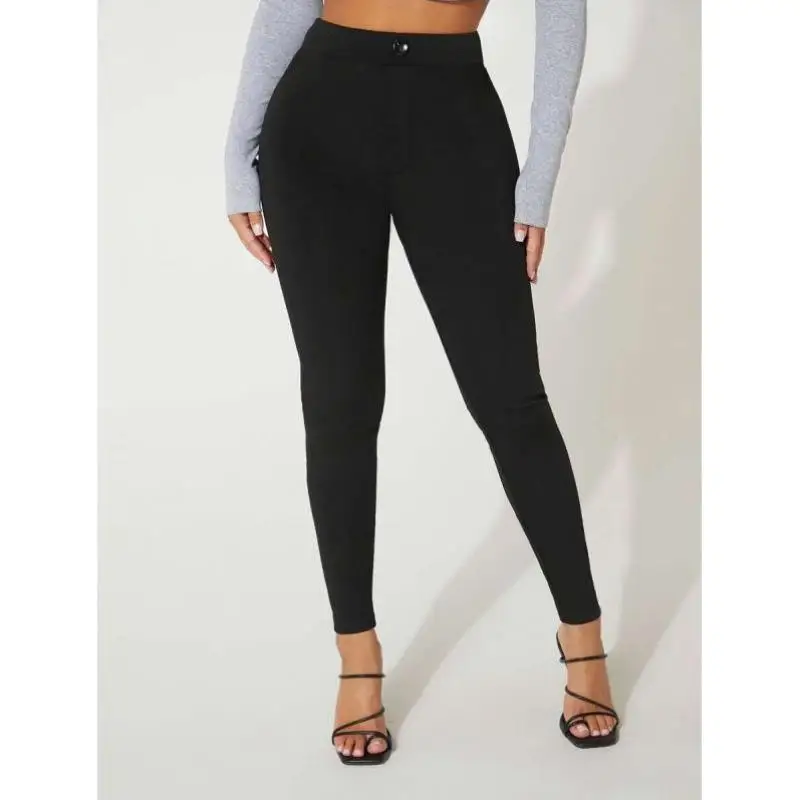 

Облегающие длинные брюки с высокой талией, новые брюки Sle Ciwalk, винтажные брюки с девятью точками, эластичная микроэластичная футболка из ацетата...