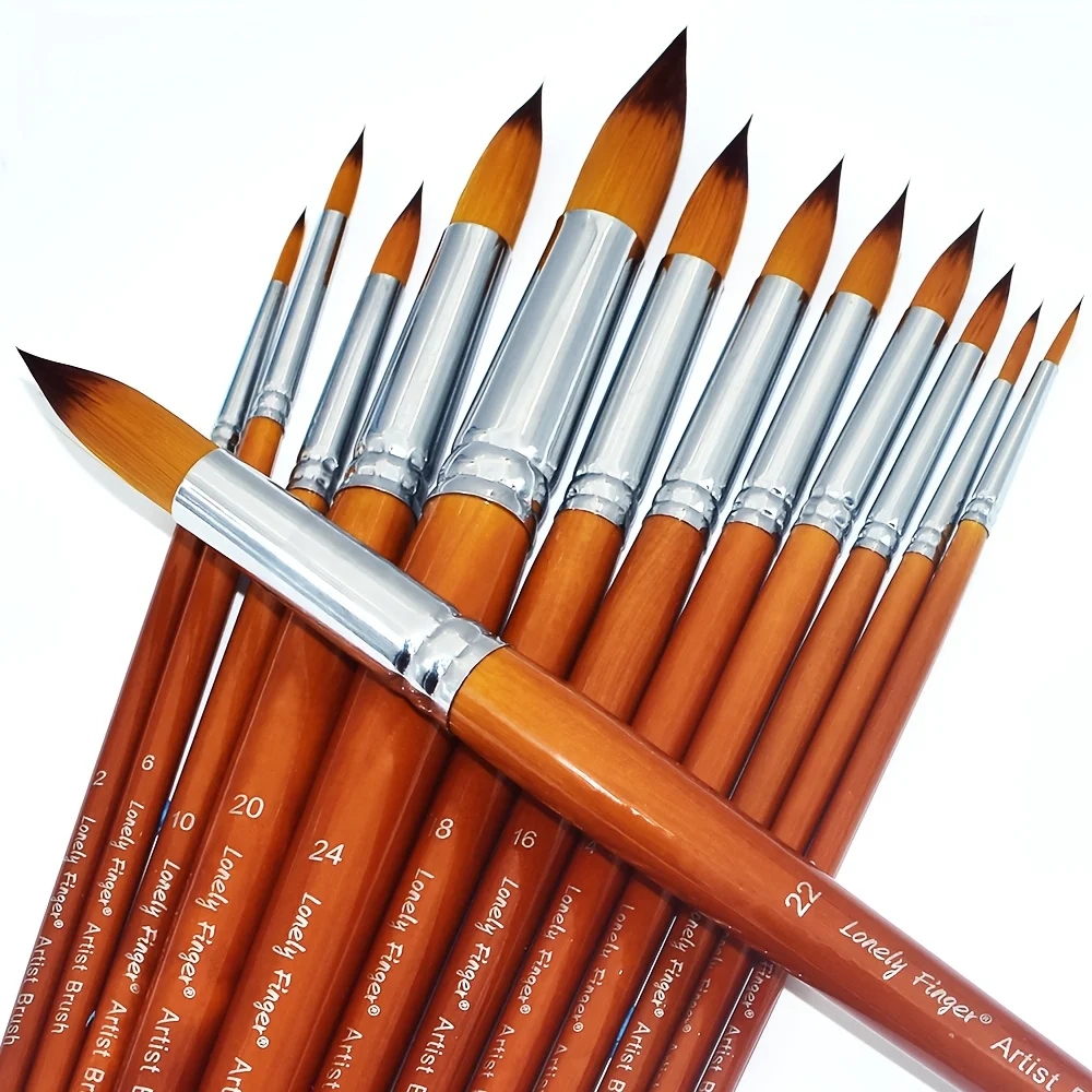 13Pcs Long Handle Large Paint Brushes Set With Nylon Hair, for Professionals and Artists, Acrylic Watercolor Oil Painting
