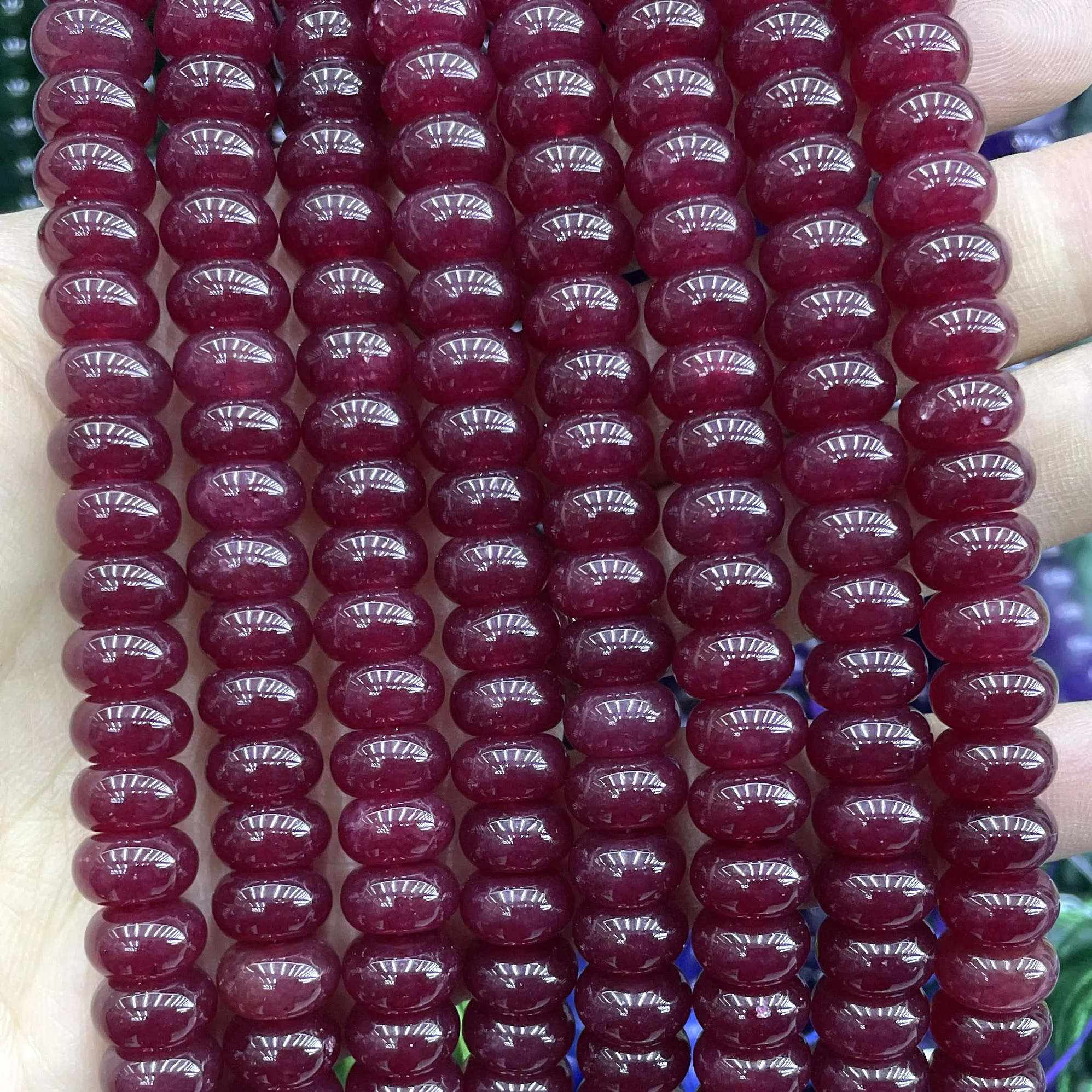 Tourmaline Angelite Chalcedony Rondelle Natural Stone Loose Spacer Beads For DIY Making Bracelets Necklace Accessorie 6X10MM
