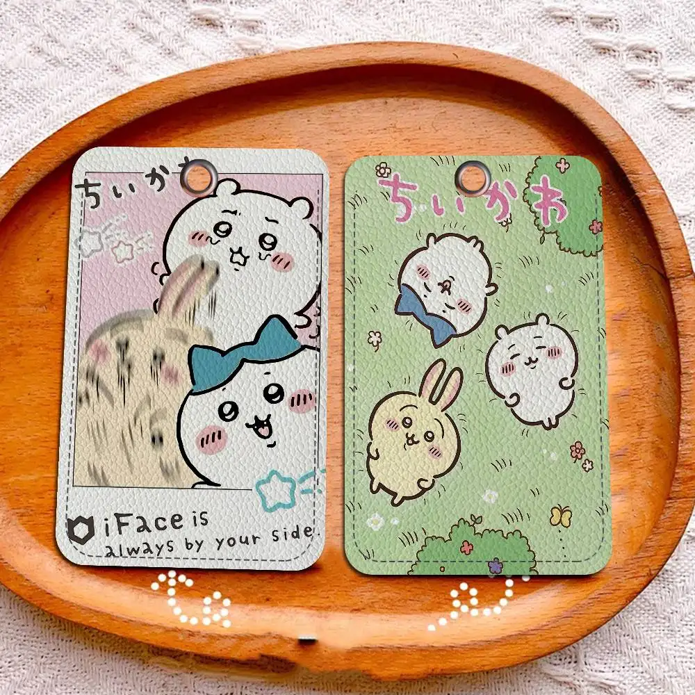 C-Chiikawas Cartoon Rectangle Keychain Card Holder, Badge Credit Card Holder, Student ID Card Holder, Bus Cards Cover