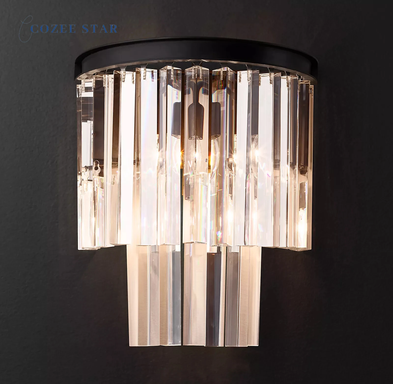 

1920S Odeon Sconce Modern Retro LED Clear Crystal Chrome Black Brass Wall Lamps Lustre Living Room Bedroom Lights Fixture