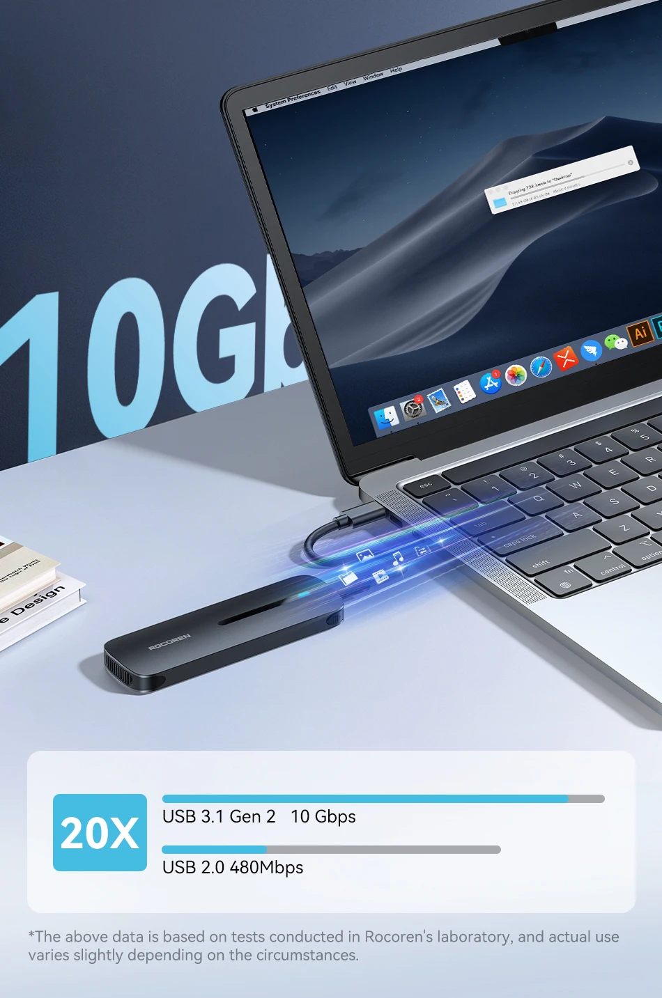 Rocoren Externes Gehäuse M2 SSD-Gehäuse M2 NVMe SSD-Gehäuseadapter Ten Gigabit USB 3.1 Gen Two USB Typ-C unterstützt M- und BM-Schlüssel – Detail 5