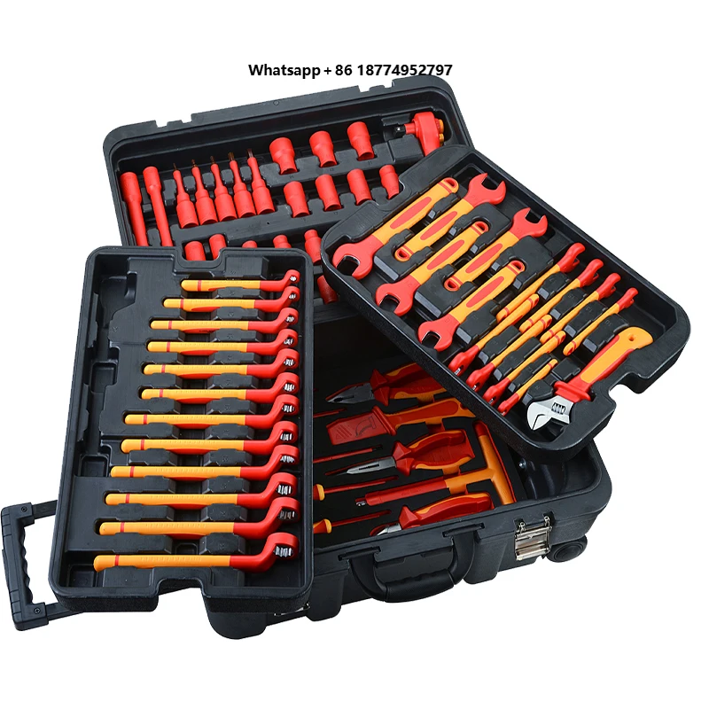 

68pcs New Energy Auto Repair Tools VDE Insulated Suit 1000V Open End Wrench Pliers Suit