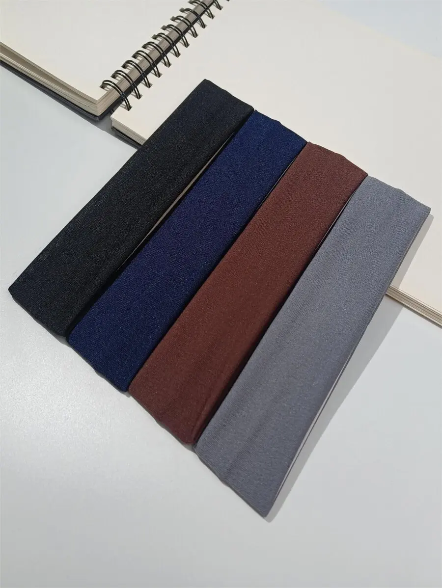 

4pcs Solid Color Headbands For Women Casual Gym Turban Sweatband Soft Hair Wrap