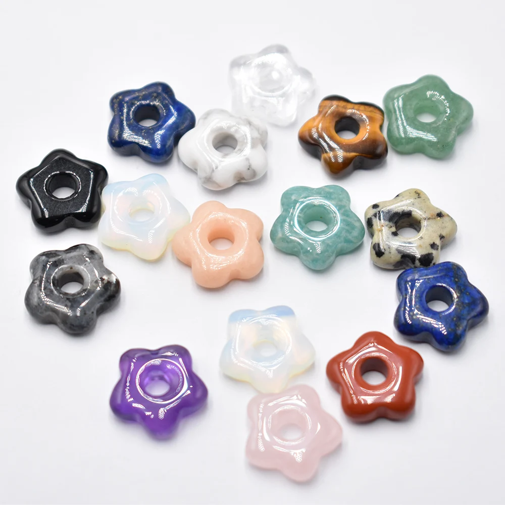 Großhandel 10 Stück/Set Naturstein-Perlen mit Großem Loch in Blumenform für Schmuckherstellung DIY Halskette Armband Ohrringe Zubehör – Detail 2