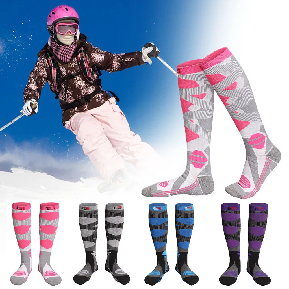 

1 Pair Winter Warm Thickening Skiing Stockings Hiking Socks For Women Men Anti-Cold Skiing Outdoor High Sports Stockings Hot