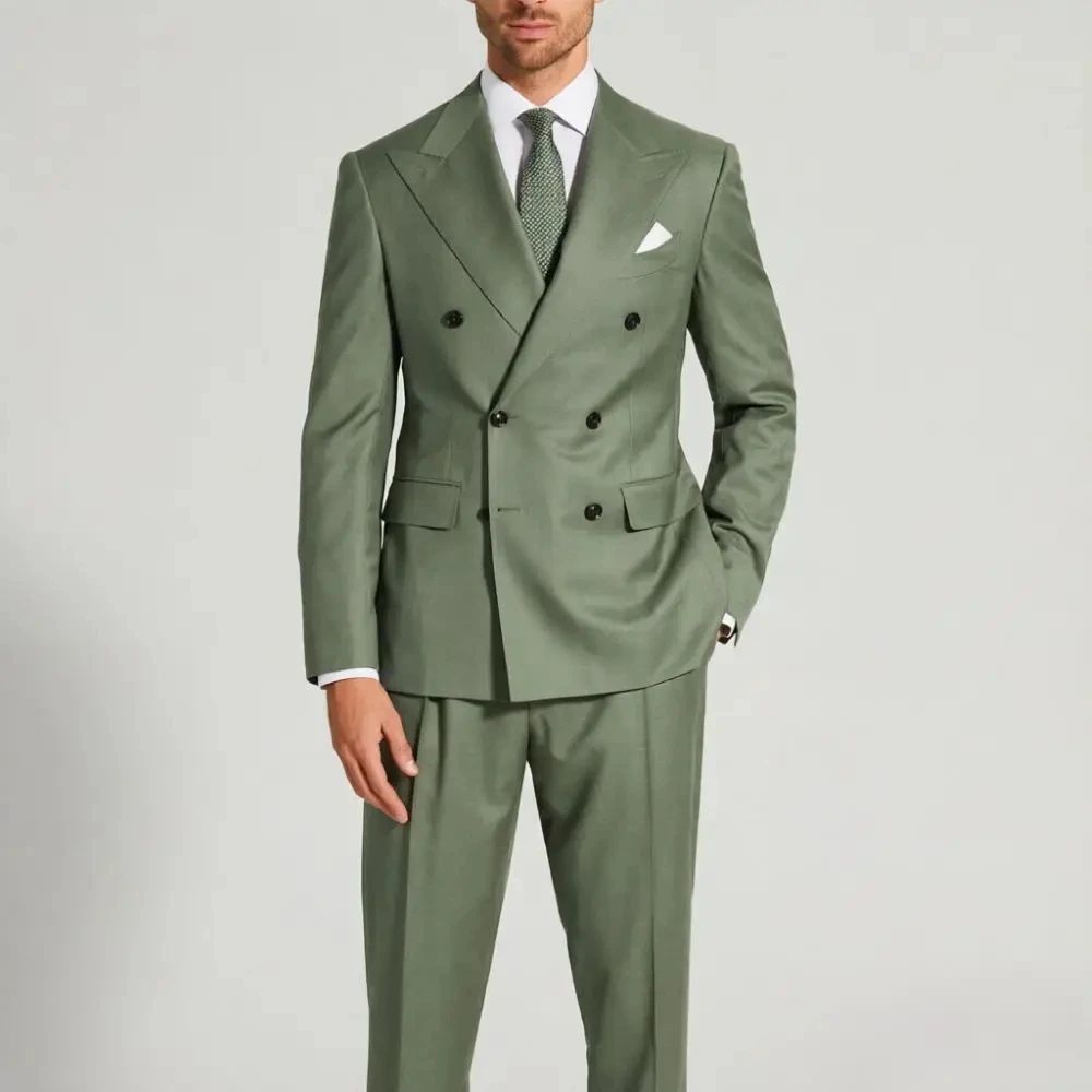 

Men Double Breasted Suits 2 Pieces Slim Fit Wedding Tuxedo Premium Formal Blazer with Pants Prom Party Groom Office Wear