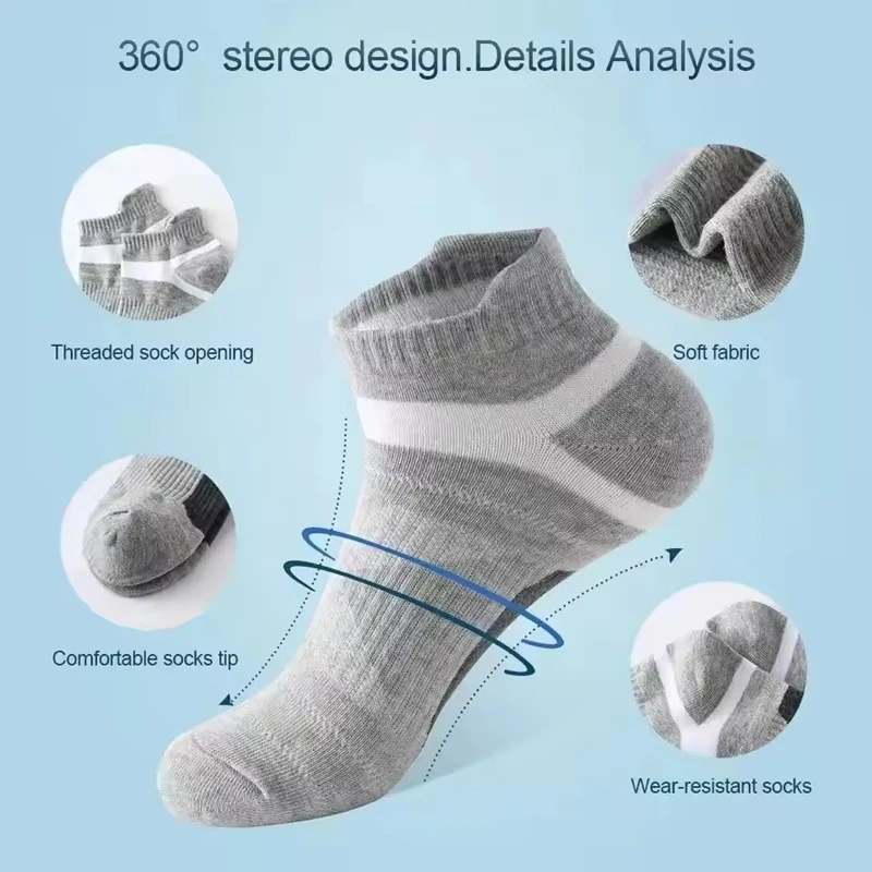 3/5Pairs High Quality Socks Men Outdoor Casual Athletic Socks Short Breathable Black Ankle Socks Run Sports Socks Size38-44