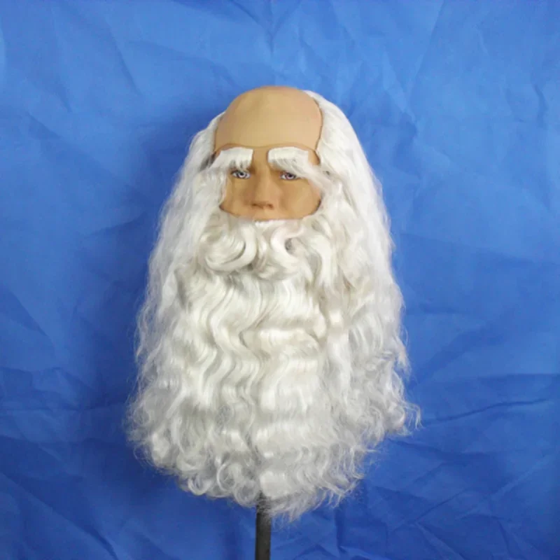 Santa Claus Cosplay Wig and Beard Prop White Hairpiece Accessories Santa Beard and Wigs for Christmas Masquerade Party