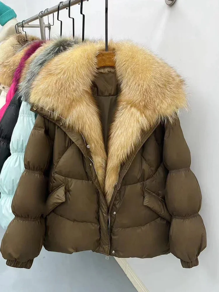 OFTBUY Puffer Coat Parka New Fashion Real Fur Winter Real Natural Fox Fur Collar White Goose Down Jacket Women Casual Thick Warm