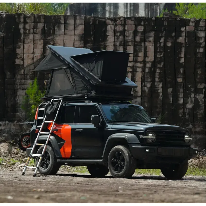 Aluminum Hard Shell Roof Top , Waterproof Ox Cloth. 2-Person Pop Up Car Tent For Camping. Stainless Steel Hardware.