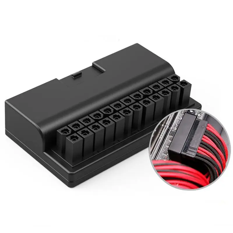 24 Pin To 90 Degree Adapter ATX 24 Pin Male To 24 Pin Female Power Plug Adapter Turn 90 Degree Compact Computer Motherboard