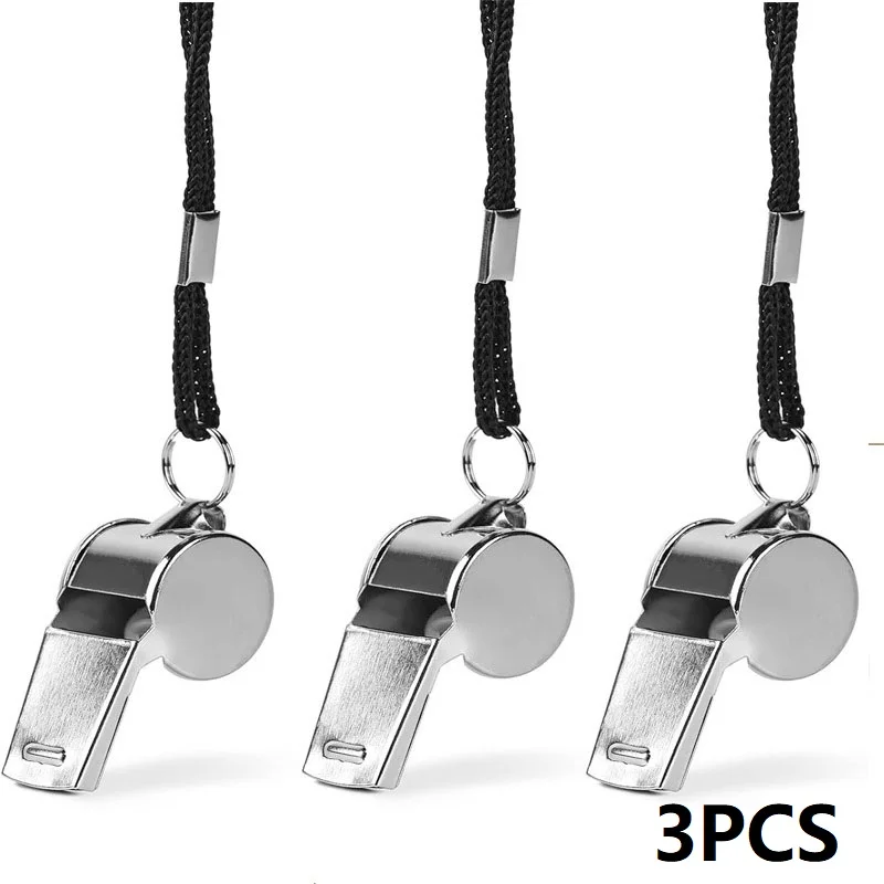 3PCS Hand Whistle Sport Arbitration Whistle Professional Referees Metal Tactical Emergency Flute Duck Tail Whistle KKS03