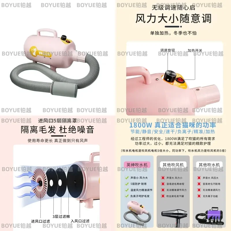 High Power Pet Hair Dryer for Dogs and Cats Quick Drying Grooming Blower Low Noise Professional Animal Coat Care Tool