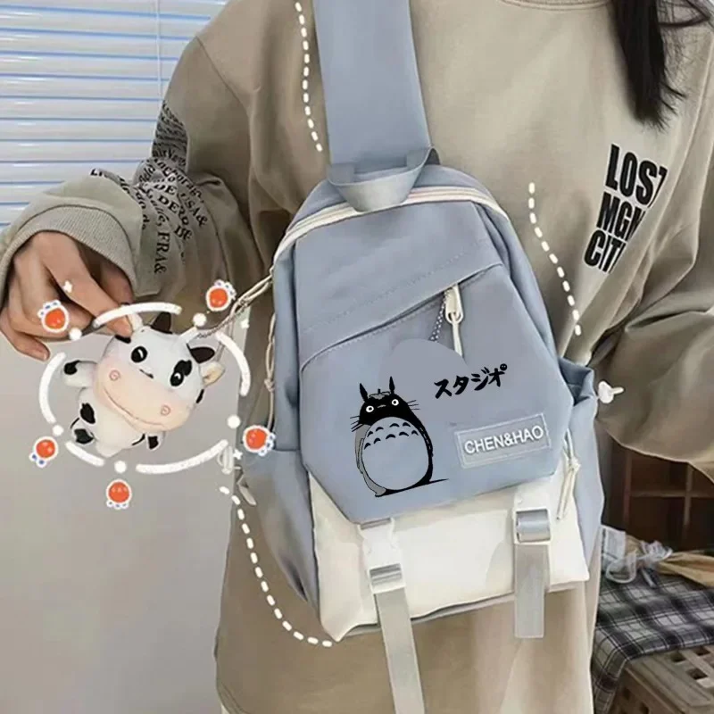 Totoro cartoon anime diagonal cross bag casual men and women college students shoulder bag fashionable chest bag gift