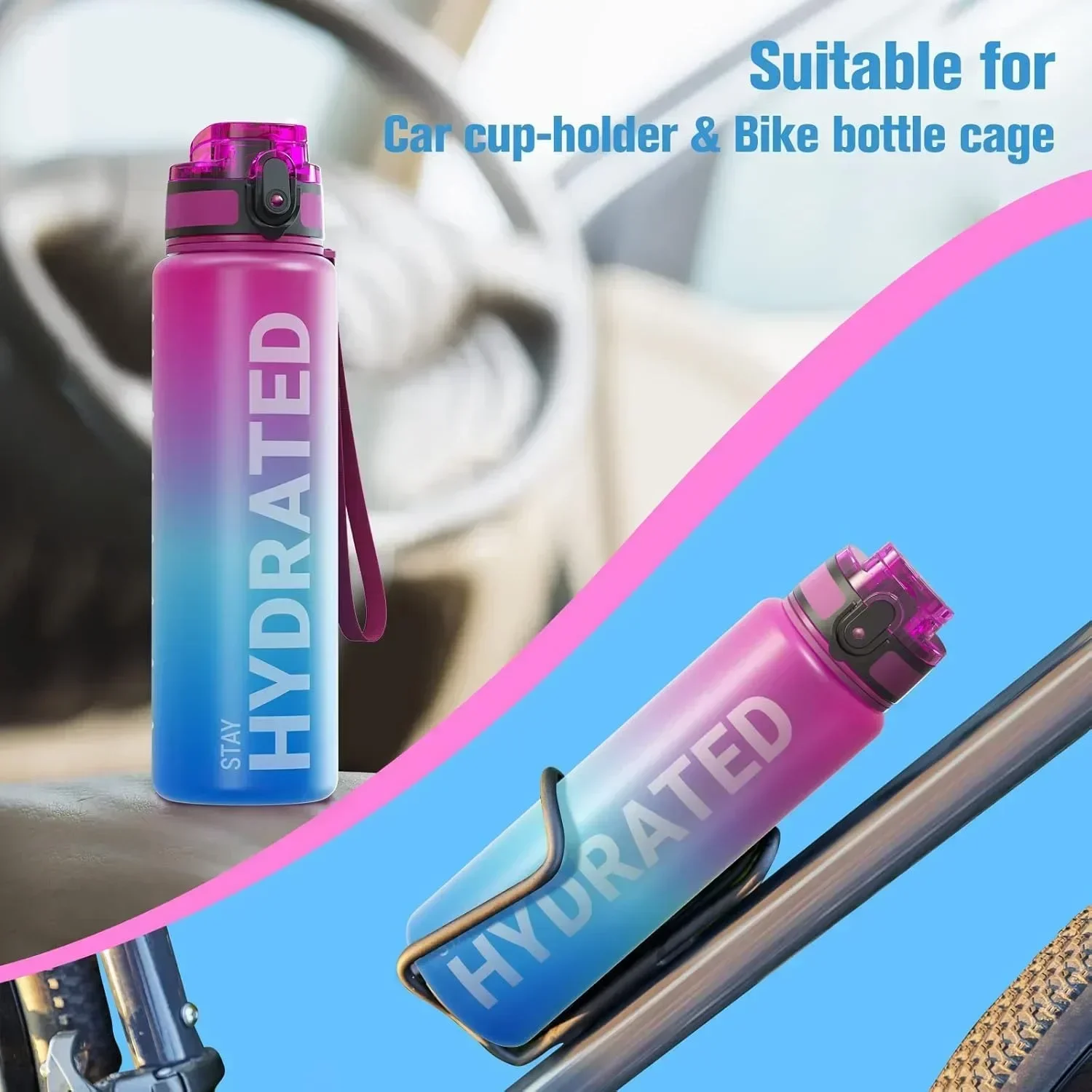32oz Water Bottle Motivational Sport Water Bottle Leakproof Drinking Bottles Outdoor Sports Travel Kettle Drinking Water Bottle