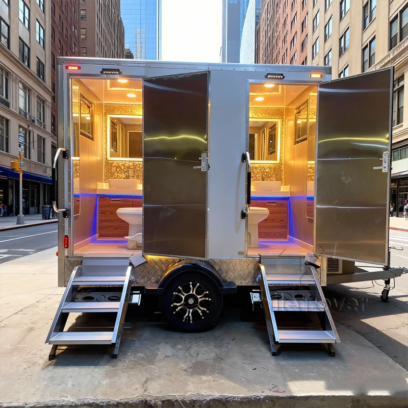 Toilet Portabel Mewah Premium untuk Penggunaan Luar Ruangan, Trailer Toilet Mobile, Harga Toilet Portabel, Kamar Mandi Mobile Portabel yang Dapat Diakses