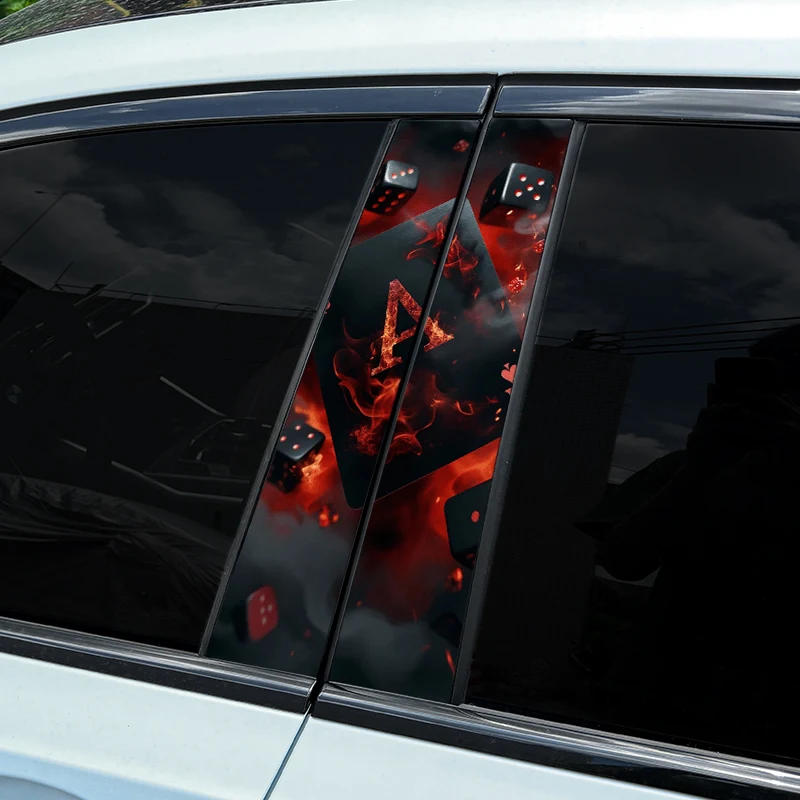 1pc/2pcs Poker PET Car Stickers Waterproof DIY Auto B-pillar Playing Card Decoration Cover Scratches Universal Vehicle Decals