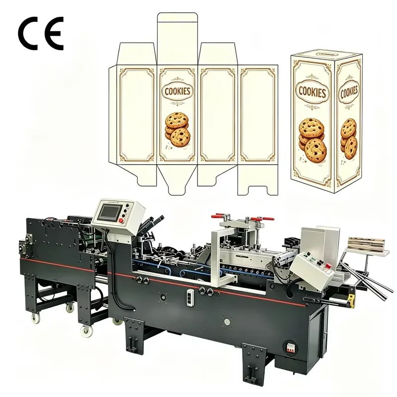 500 small box folding and gluing machine, automatic linear folding and gluing machine, high speed, suitable for food cartons,