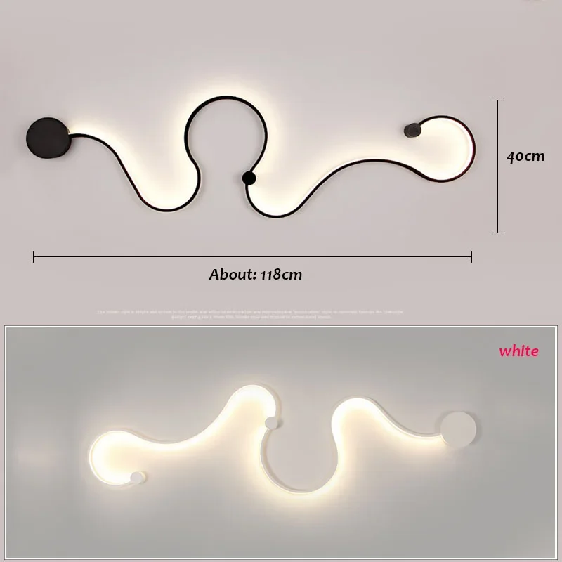 Eenvoudige Lineaire Wandlamp Led Slangvormig Decoratief Licht Drie Kleuren Dimmen Binnenverlichting Bedlampjes Voor Woonkamer