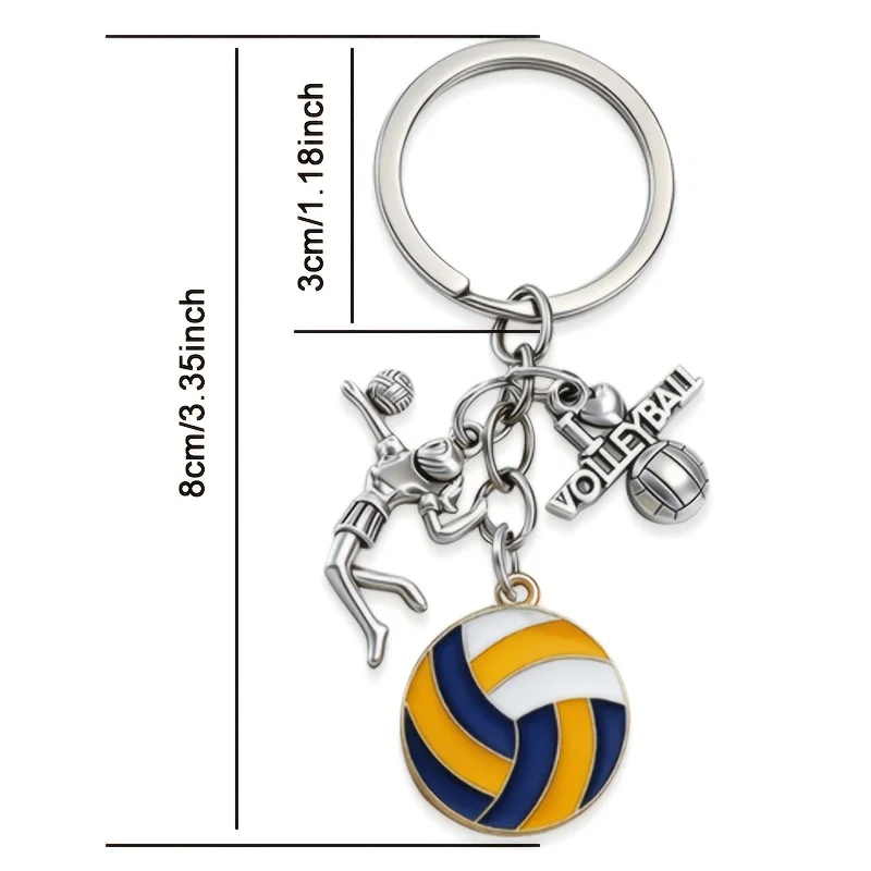5/12/20sets12Pcs Volleyball-Schlüsselanhänger aus Metall mit Ball und „I Love Volleyball“-Anhänger als Geschenk für Sportler-Fans + Karte und Tüllbeutel – Detail 1