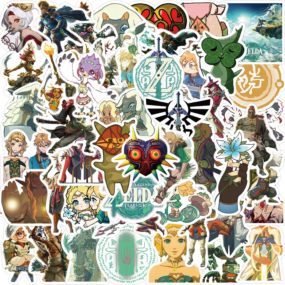 50 Stück Spielteile ‌ Die Legende von Zelda ‌   Cartoon-Graffiti-Aufkleber, Aufkleber für Koffer, Laptop, Computer, Gitarre, Dekoration, klassisches Spielzeug