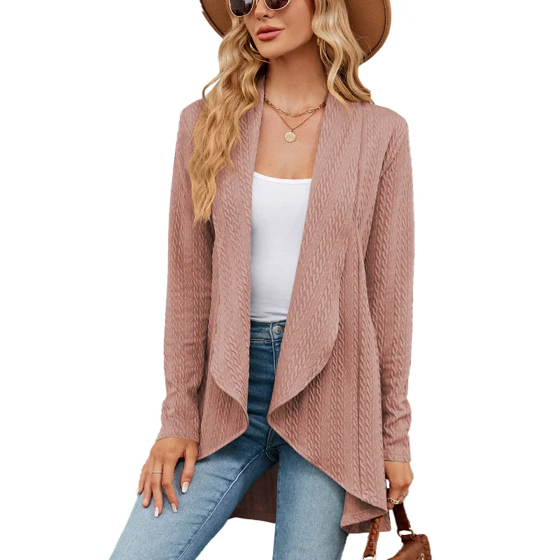 

Autumn/Winter New Women's Top Long Sleeve Solid Color Loose Cardigan Knitted Outerwear with Temperament Commuter Knitwear