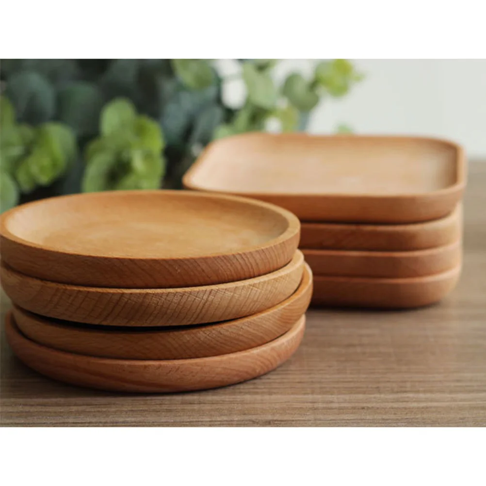 

Natural Wooden Dessert Plate Square Food Tray for Snacks Fruits Cake Serving Japanese Style Dish Beach Dining Accessories