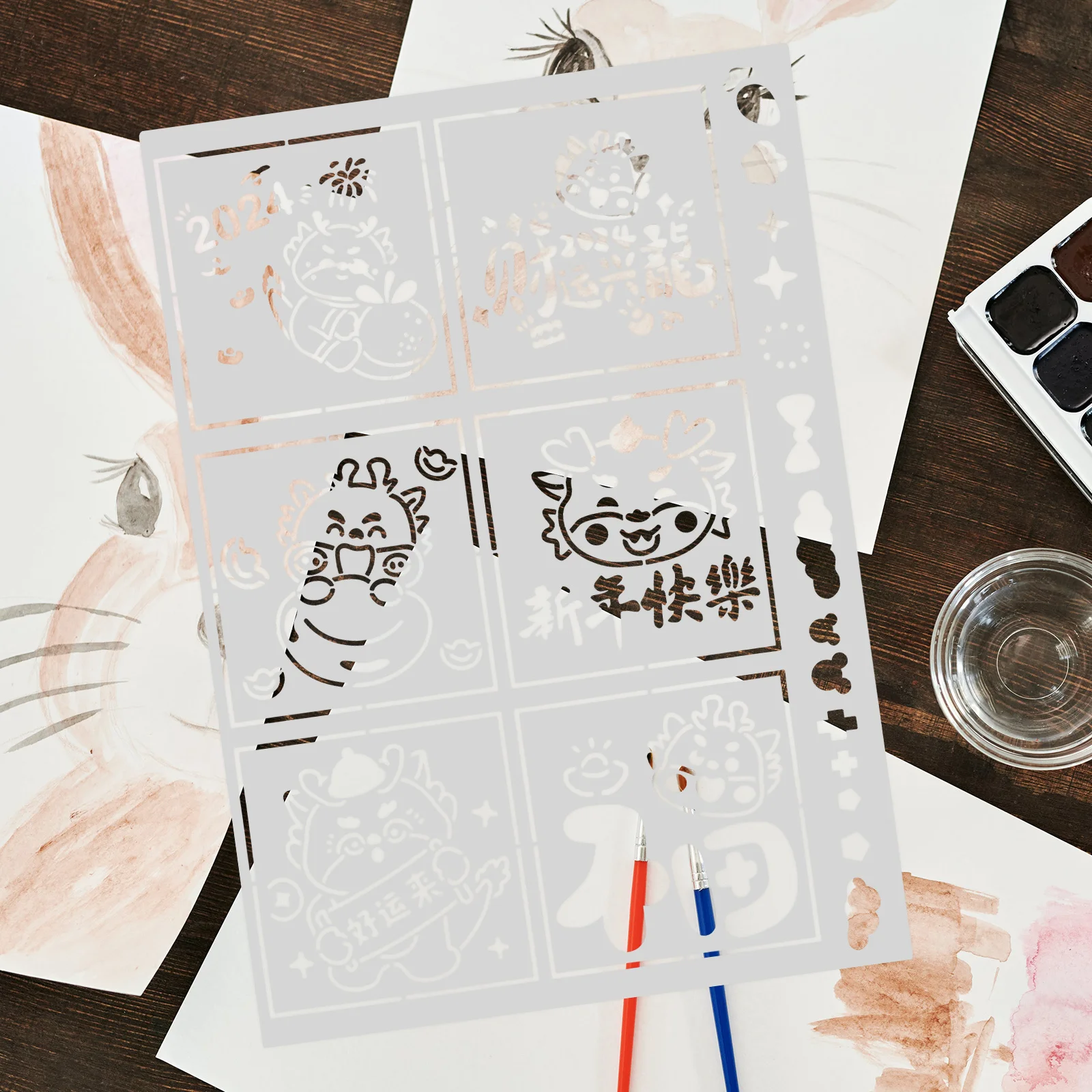 

New Year Template Reusable Pet Drawing Reusable Spring Stencils Mold For Diy Crafts Art Projects Painting Templates