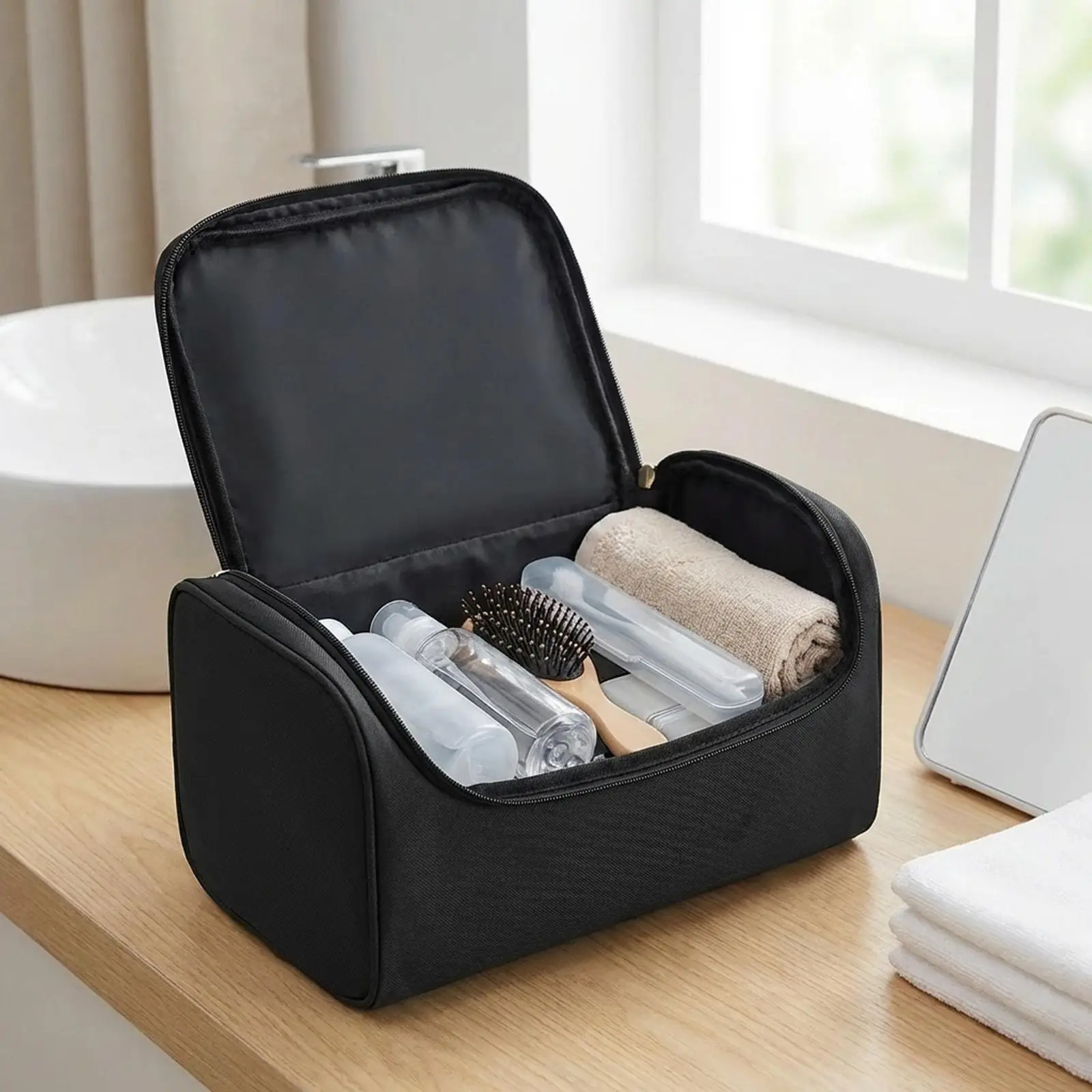 

Hair Tools Travel Bag Multifunctional Lightweight with Handle Portable Hair Dryer Case PU Leather for Business Trip Bathroom