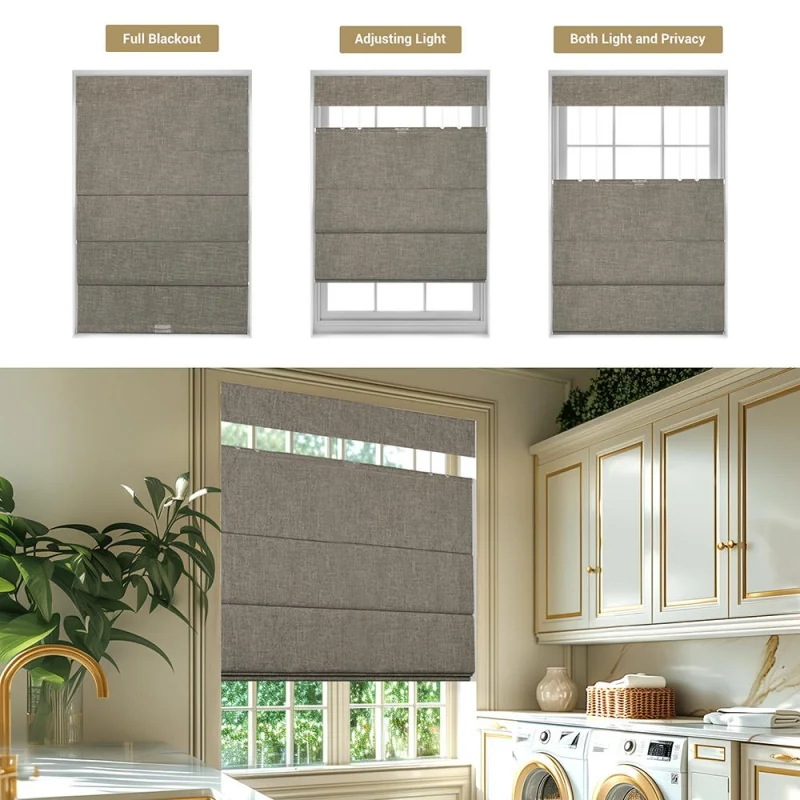 2026 New Style Easy To Install Uv Resistance Linen Fabric Multi-color Adjusting Light Manual Cordless Roman Shades For Window