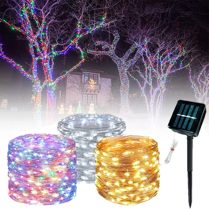 4m/7m/12m/22m/32m LED Solar Light Outdoor Garden Fairy String Light Led Twinkle Waterproof Lamp for Christmas Patio Tree Party