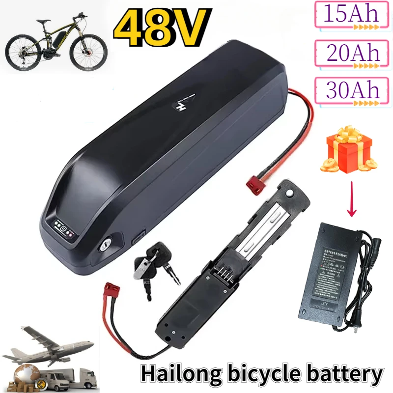 48V 15Ah /20Ah /30Ah Hailong Battery Pack 30A BMS 500W 1000W 18650 Battery Suitable for Electric Bicycles with Gift Charger