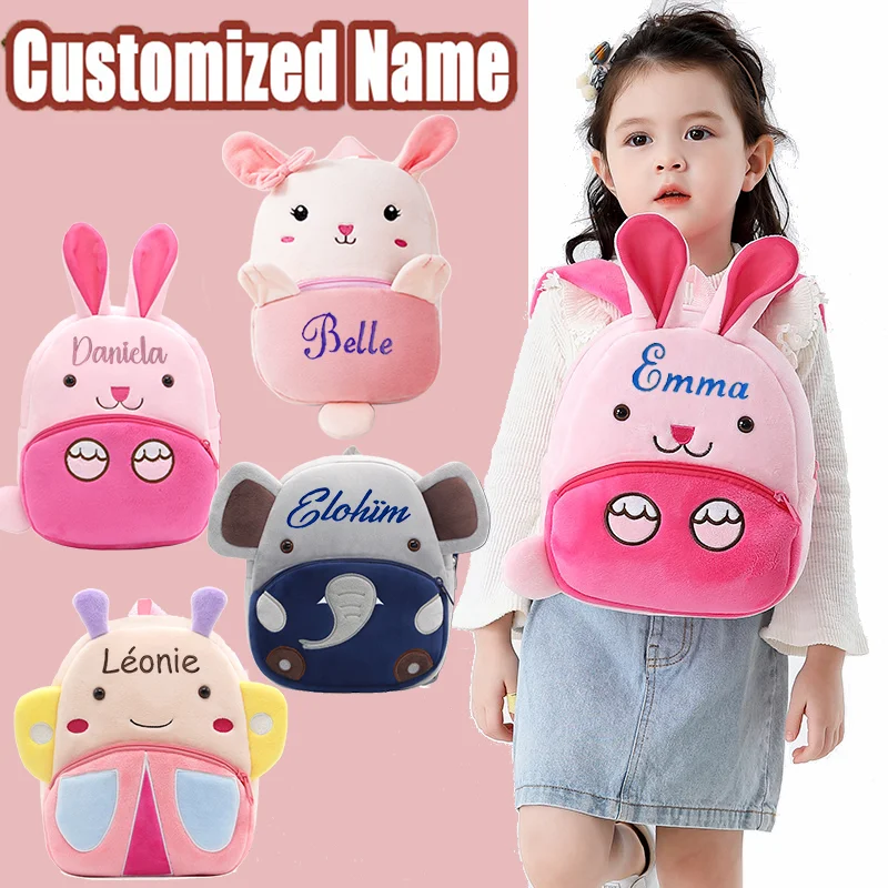 Personalized Kids Backpack with Name Animal Toddler Travel Bag Kindergarten Infant School Bag Custom Gift