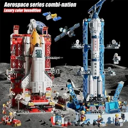 2024 Hot DIY Space Rocket Building Blocks Craft Launch Center Base Puzzle Model Set Bricks Toys For Children Boys Christams Gift