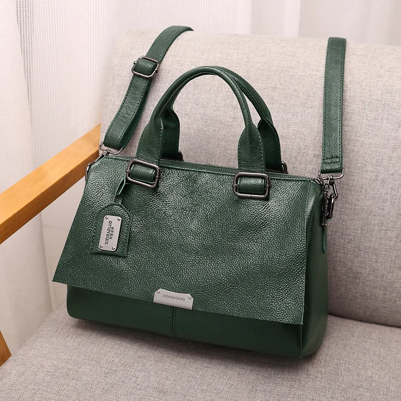 New Large Capacity Luxury Designer Handbag For Women Pillow Boston Top Handle Bags Ladies Leather Crossbody Messenger Bag Green